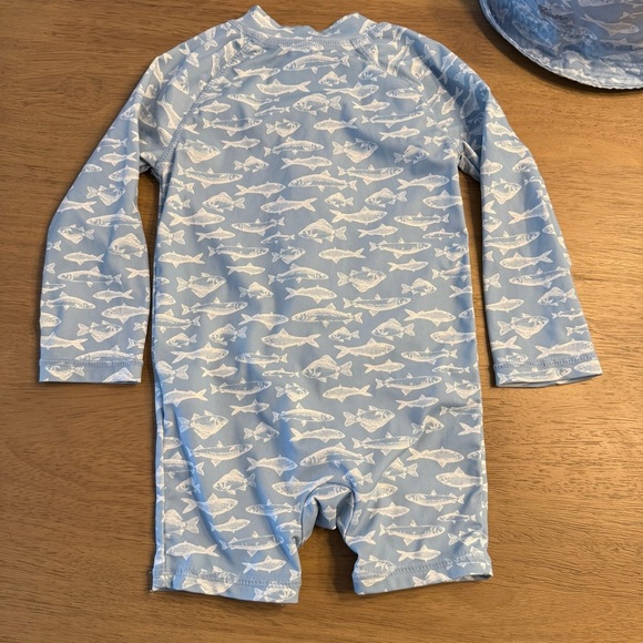 Eddie Bauer Light Blue Fish Print Baby Swim Set - Picture 5 of 7